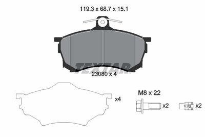 Brake Pad Set, disc brake TEXTAR 2308001