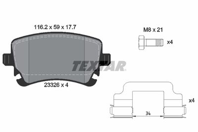 Brake Pad Set, disc brake TEXTAR 2332607