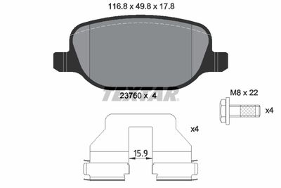 Brake Pad Set, disc brake TEXTAR 2376001