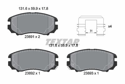 Brake Pad Set, disc brake TEXTAR 2389105