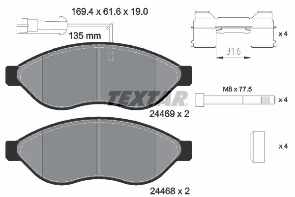 TEXTAR 2446902 Brake Pad Set, disc brake