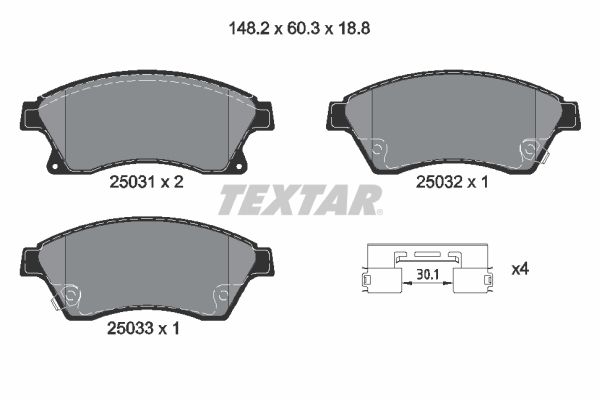 TEXTAR 2503101 Brake Pad Set, disc brake