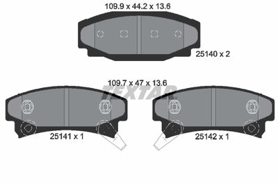 Brake Pad Set, disc brake TEXTAR 2514001