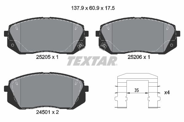 TEXTAR 2520501 Brake Pad Set, disc brake