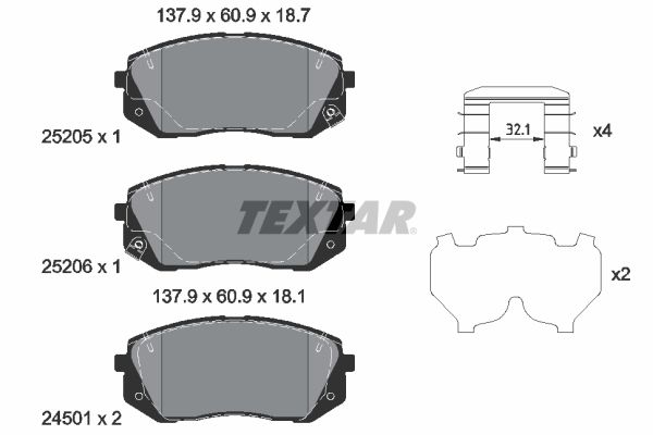 TEXTAR 2520504 Brake Pad Set, disc brake