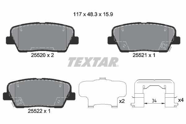TEXTAR 2552003 Brake Pad Set, disc brake