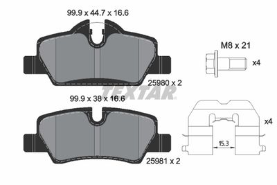 Brake Pad Set, disc brake TEXTAR 2598001