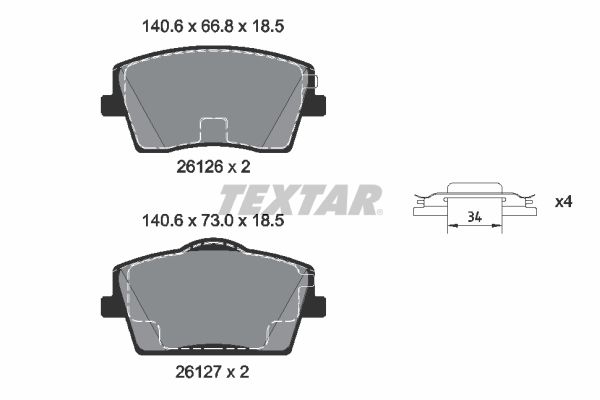 TEXTAR 2612601 Brake Pad Set, disc brake
