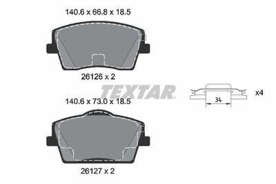 Brake Pad Set, disc brake TEXTAR 2612601