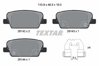 Brake Pad Set, disc brake TEXTAR 2614201