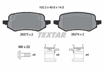 Brake Pad Set, disc brake TEXTAR 2627301