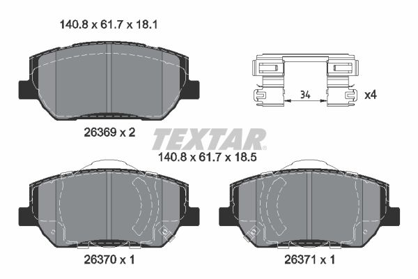 TEXTAR 2636901 Brake Pad Set, disc brake