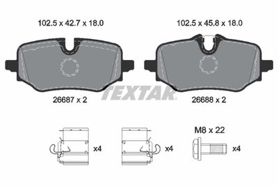 Brake Pad Set, disc brake TEXTAR 2668701