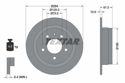 Brake Disc TEXTAR 92022400