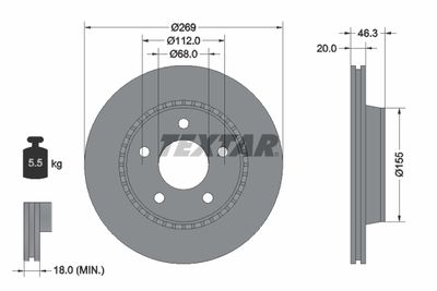 Brake Disc TEXTAR 92037100