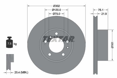 Brake Disc TEXTAR 92042203