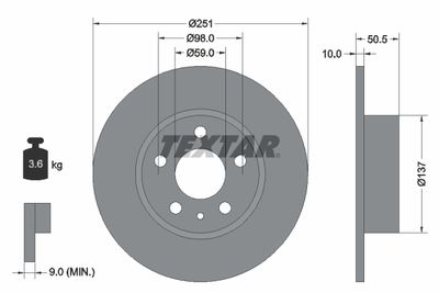 Brake Disc TEXTAR 92046903