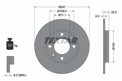 Brake Disc TEXTAR 92055003