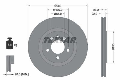 Brake Disc TEXTAR 92057100
