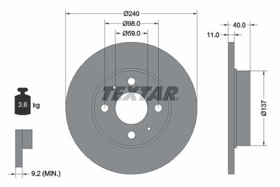 Brake Disc TEXTAR 92061100