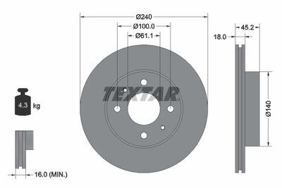 Brake Disc TEXTAR 92063200