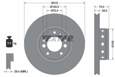 Brake Disc TEXTAR 92070900