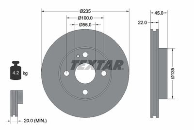 Brake Disc TEXTAR 92071500