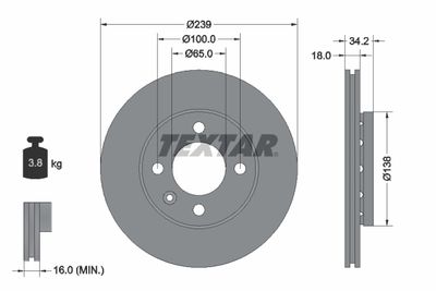 Brake Disc TEXTAR 92072003