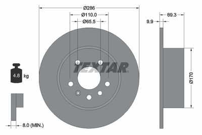 Brake Disc TEXTAR 92075703
