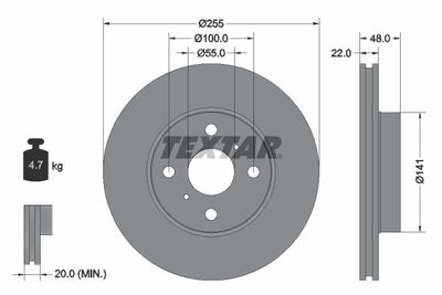 Brake Disc TEXTAR 92077203