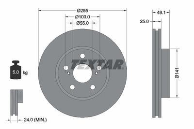 Brake Disc TEXTAR 92077400
