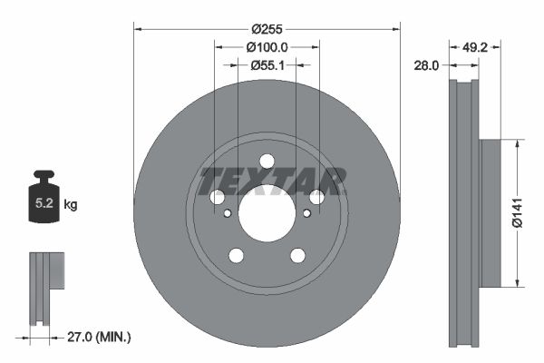 TEXTAR 92077500 Brake Disc