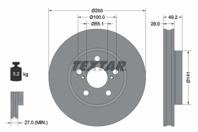 Brake Disc TEXTAR 92077500