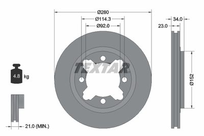 Brake Disc TEXTAR 92081500