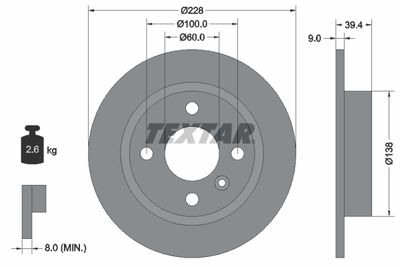 Brake Disc TEXTAR 92082800