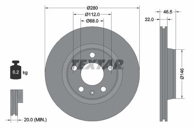 Brake Disc TEXTAR 92083505