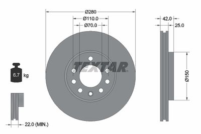 Brake Disc TEXTAR 92091903