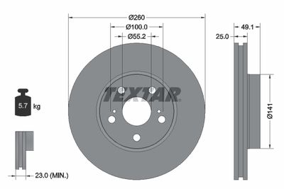 Brake Disc TEXTAR 92096903