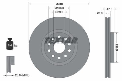 Brake Disc TEXTAR 92097500