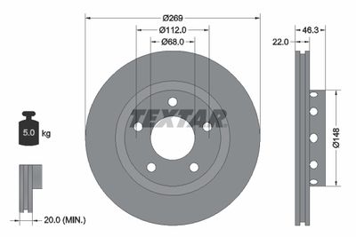 Brake Disc TEXTAR 92098400