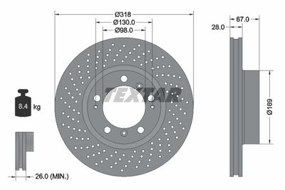 Brake Disc TEXTAR 92100005