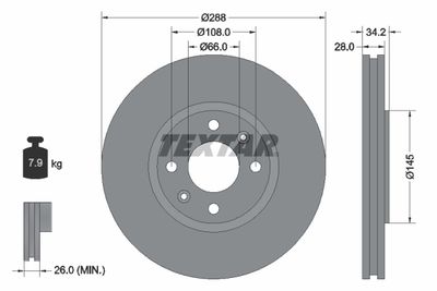 Brake Disc TEXTAR 92107800