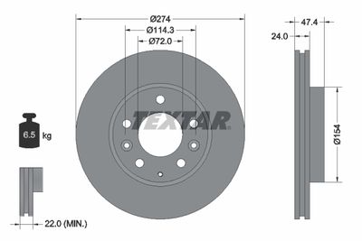 Brake Disc TEXTAR 92110400