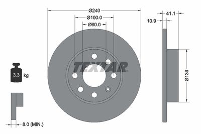 Brake Disc TEXTAR 92111303