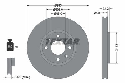 Brake Disc TEXTAR 92111603