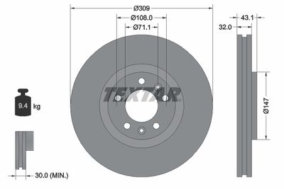 Brake Disc TEXTAR 92111900