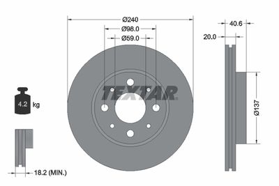 Brake Disc TEXTAR 92118003