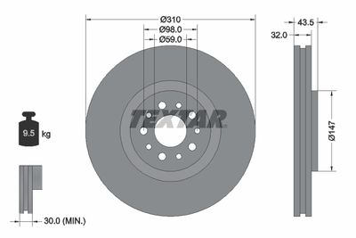 Brake Disc TEXTAR 92118100