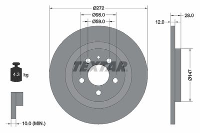 Brake Disc TEXTAR 92118203