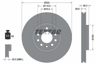 Brake Disc TEXTAR 92118303